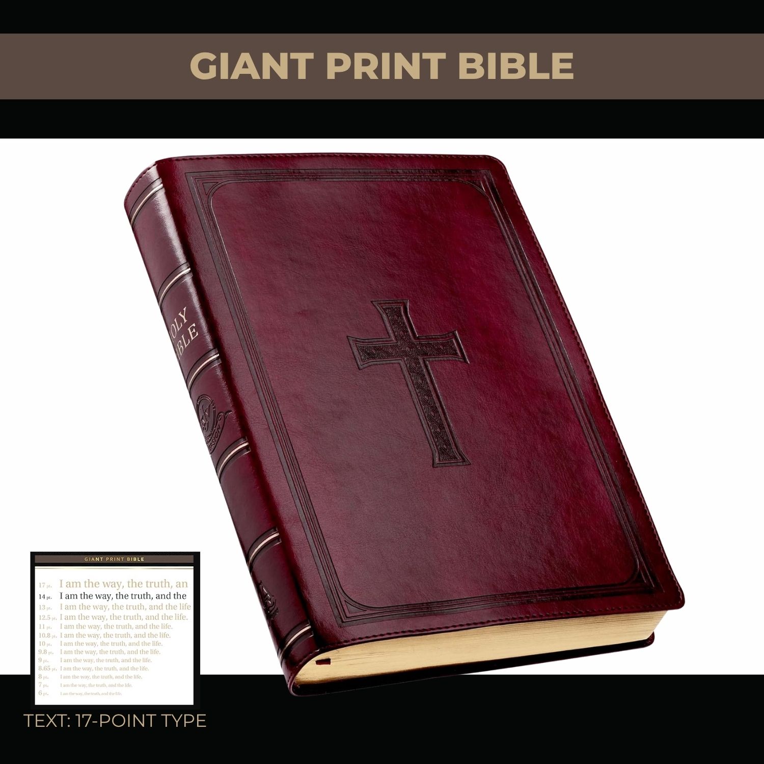 Holy Bible, Super Giant Print Faux Leather Red Letter Edition - Thumb Index & Ribbon Marker, King James Version, Burgundy (KJV Super Giant Print Editions)
